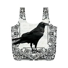 Vintage Halloween Raven Full Print Recycle Bags (m)  by Valentinaart