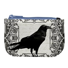 Vintage Halloween Raven Large Coin Purse by Valentinaart