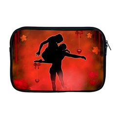 Dancing Couple On Red Background With Flowers And Hearts Apple Macbook Pro 17  Zipper Case by FantasyWorld7