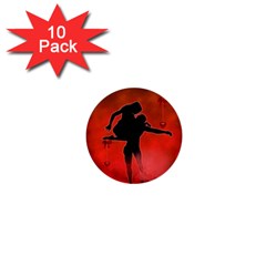 Dancing Couple On Red Background With Flowers And Hearts 1  Mini Buttons (10 Pack)  by FantasyWorld7