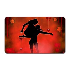 Dancing Couple On Red Background With Flowers And Hearts Magnet (rectangular) by FantasyWorld7