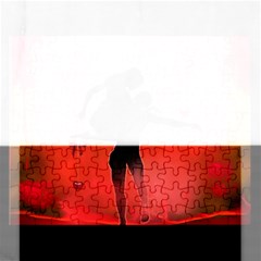 Dancing Couple On Red Background With Flowers And Hearts Rectangular Jigsaw Puzzl by FantasyWorld7