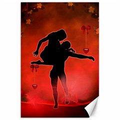 Dancing Couple On Red Background With Flowers And Hearts Canvas 20  X 30   by FantasyWorld7