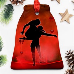 Dancing Couple On Red Background With Flowers And Hearts Bell Ornament (two Sides) by FantasyWorld7