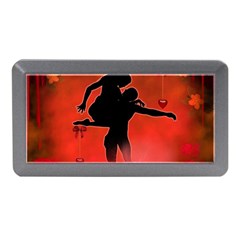 Dancing Couple On Red Background With Flowers And Hearts Memory Card Reader (mini) by FantasyWorld7