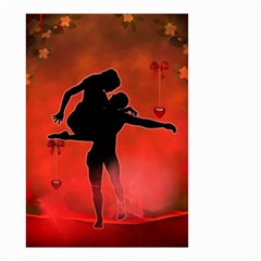 Dancing Couple On Red Background With Flowers And Hearts Small Garden Flag (two Sides) by FantasyWorld7