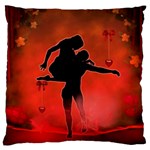 Dancing Couple On Red Background With Flowers And Hearts Large Cushion Case (One Side) Front