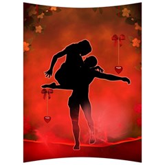 Dancing Couple On Red Background With Flowers And Hearts Back Support Cushion by FantasyWorld7