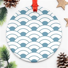 Art Deco,shell Pattern,teal,white Ornament (round) by NouveauDesign