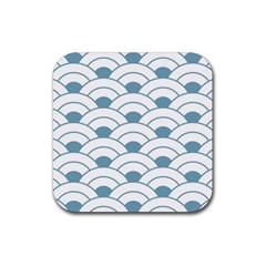 Art Deco,shell Pattern,teal,white Rubber Coaster (square)  by NouveauDesign