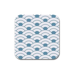 Art Deco,shell Pattern,teal,white Rubber Square Coaster (4 Pack)  by NouveauDesign