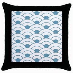 Art Deco,shell Pattern,teal,white Throw Pillow Case (black) by NouveauDesign