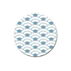 Art Deco,shell Pattern,teal,white Magnet 3  (round) by NouveauDesign