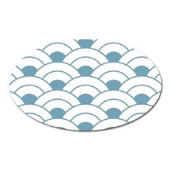 Art Deco,shell Pattern,teal,white Oval Magnet by NouveauDesign