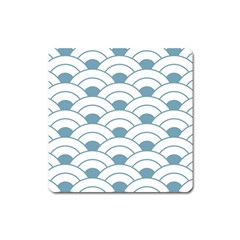 Art Deco,shell Pattern,teal,white Square Magnet by NouveauDesign