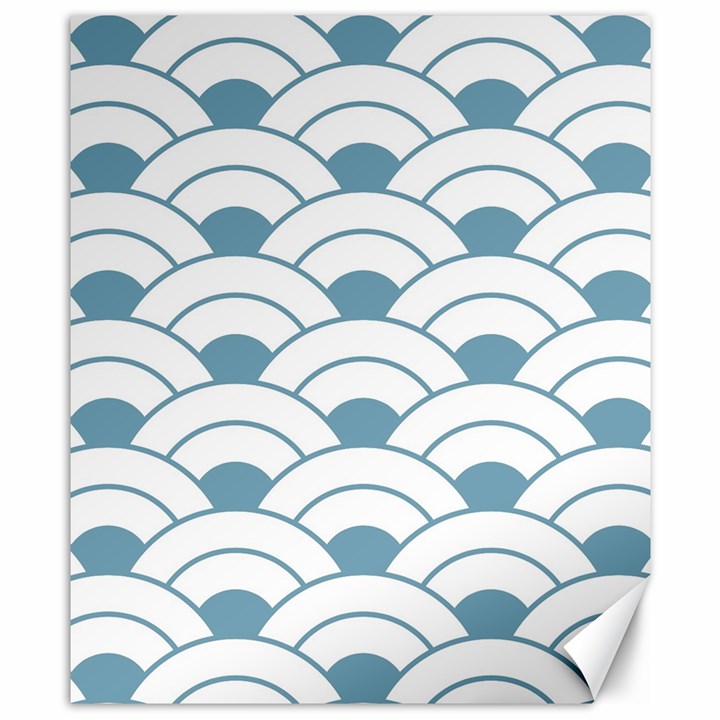 Art deco,shell pattern,teal,white Canvas 8  x 10 