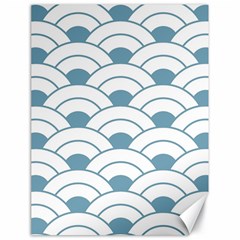 Art Deco,shell Pattern,teal,white Canvas 18  X 24   by NouveauDesign