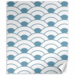 Art Deco,shell Pattern,teal,white Canvas 20  X 24   by NouveauDesign