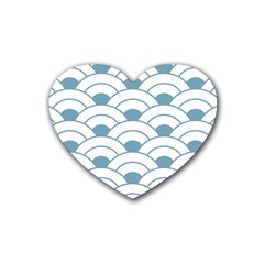 Art Deco,shell Pattern,teal,white Heart Coaster (4 Pack)  by NouveauDesign