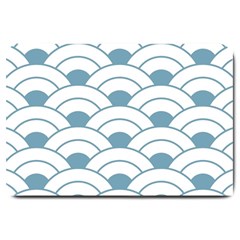 Art Deco,shell Pattern,teal,white Large Doormat  by NouveauDesign