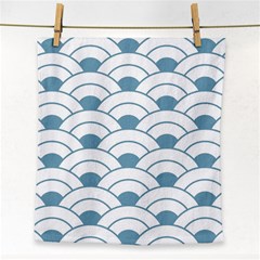 Art Deco,shell Pattern,teal,white Face Towel by NouveauDesign