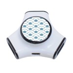 Art deco,shell pattern,teal,white 3-Port USB Hub Front