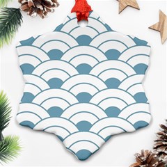 Art Deco,shell Pattern,teal,white Snowflake Ornament (two Sides) by NouveauDesign