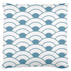 Art Deco,shell Pattern,teal,white Large Cushion Case (two Sides) by NouveauDesign