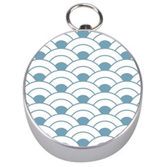 Art Deco,shell Pattern,teal,white Silver Compasses by NouveauDesign