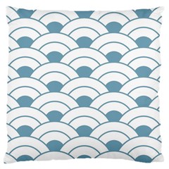 Art Deco,shell Pattern,teal,white Large Flano Cushion Case (one Side) by NouveauDesign