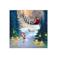 Christmas, Snowman With Santa Claus And Reindeer Satin Bandana Scarf by FantasyWorld7