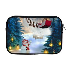 Christmas, Snowman With Santa Claus And Reindeer Apple Macbook Pro 17  Zipper Case by FantasyWorld7