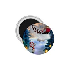 Christmas, Snowman With Santa Claus And Reindeer 1 75  Magnets by FantasyWorld7