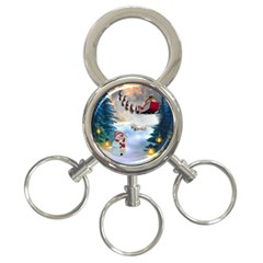 Christmas, Snowman With Santa Claus And Reindeer 3-ring Key Chains by FantasyWorld7