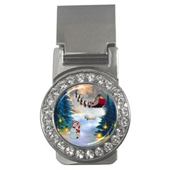 Christmas, Snowman With Santa Claus And Reindeer Money Clips (cz)  by FantasyWorld7