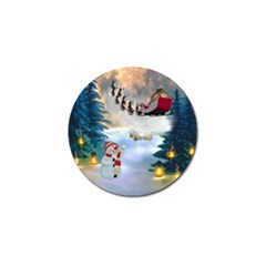 Christmas, Snowman With Santa Claus And Reindeer Golf Ball Marker by FantasyWorld7