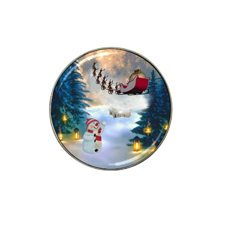 Christmas, Snowman With Santa Claus And Reindeer Hat Clip Ball Marker (4 pack)