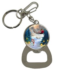 Christmas, Snowman With Santa Claus And Reindeer Bottle Opener Key Chains by FantasyWorld7