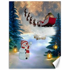 Christmas, Snowman With Santa Claus And Reindeer Canvas 12  X 16   by FantasyWorld7