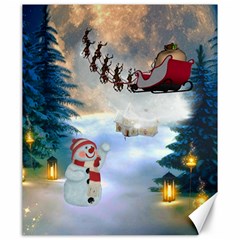 Christmas, Snowman With Santa Claus And Reindeer Canvas 20  X 24   by FantasyWorld7