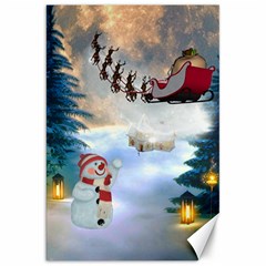 Christmas, Snowman With Santa Claus And Reindeer Canvas 20  X 30   by FantasyWorld7