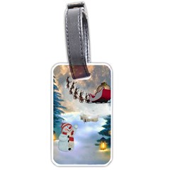 Christmas, Snowman With Santa Claus And Reindeer Luggage Tags (one Side)  by FantasyWorld7