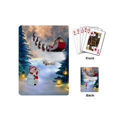 Christmas, Snowman With Santa Claus And Reindeer Playing Cards (mini)  by FantasyWorld7