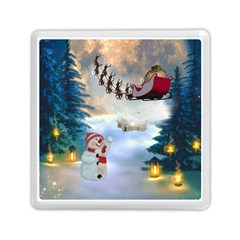 Christmas, Snowman With Santa Claus And Reindeer Memory Card Reader (square)  by FantasyWorld7