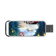 Christmas, Snowman With Santa Claus And Reindeer Portable Usb Flash (one Side) by FantasyWorld7