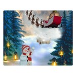 Christmas, Snowman With Santa Claus And Reindeer Double Sided Flano Blanket (Large)  80 x60  Blanket Front