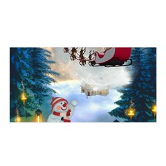 Christmas, Snowman With Santa Claus And Reindeer Satin Wrap by FantasyWorld7