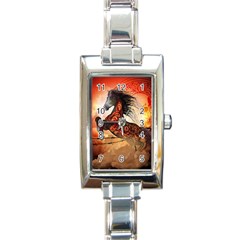 Awesome Creepy Running Horse With Skulls Rectangle Italian Charm Watch by FantasyWorld7