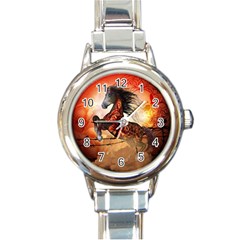 Awesome Creepy Running Horse With Skulls Round Italian Charm Watch by FantasyWorld7