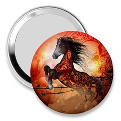 Awesome Creepy Running Horse With Skulls 3  Handbag Mirrors by FantasyWorld7